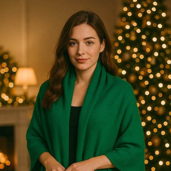 ⭐ RARE Vintage Dana Ashley™ “Cashmyarn” Emerald Scarf — Made in Japan — RN 14754 - Picture 8 of 10